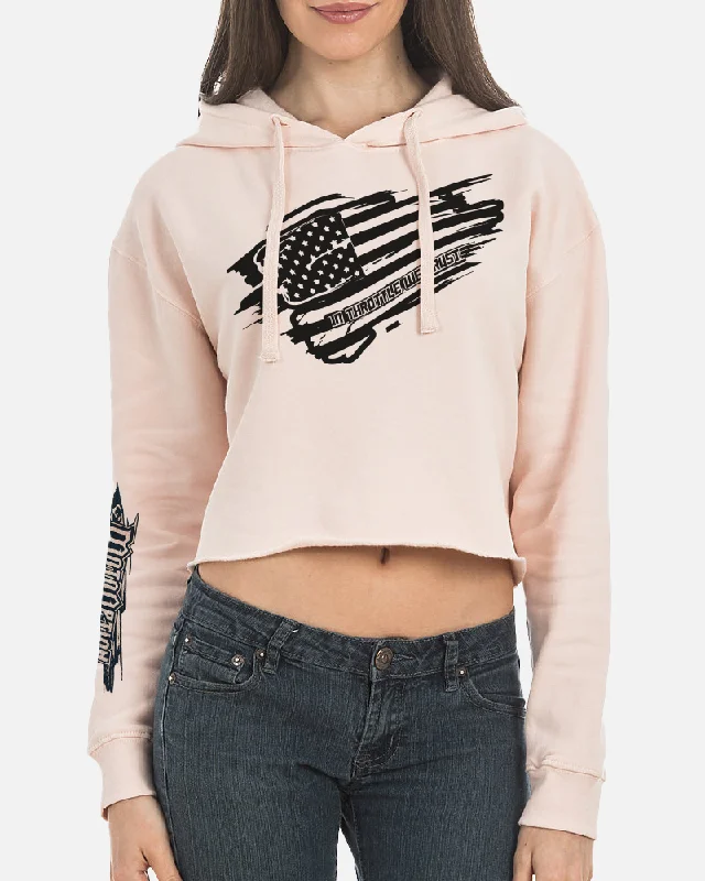 WOMENS WAVE THE FLAG HOODIE - POWDER PINK